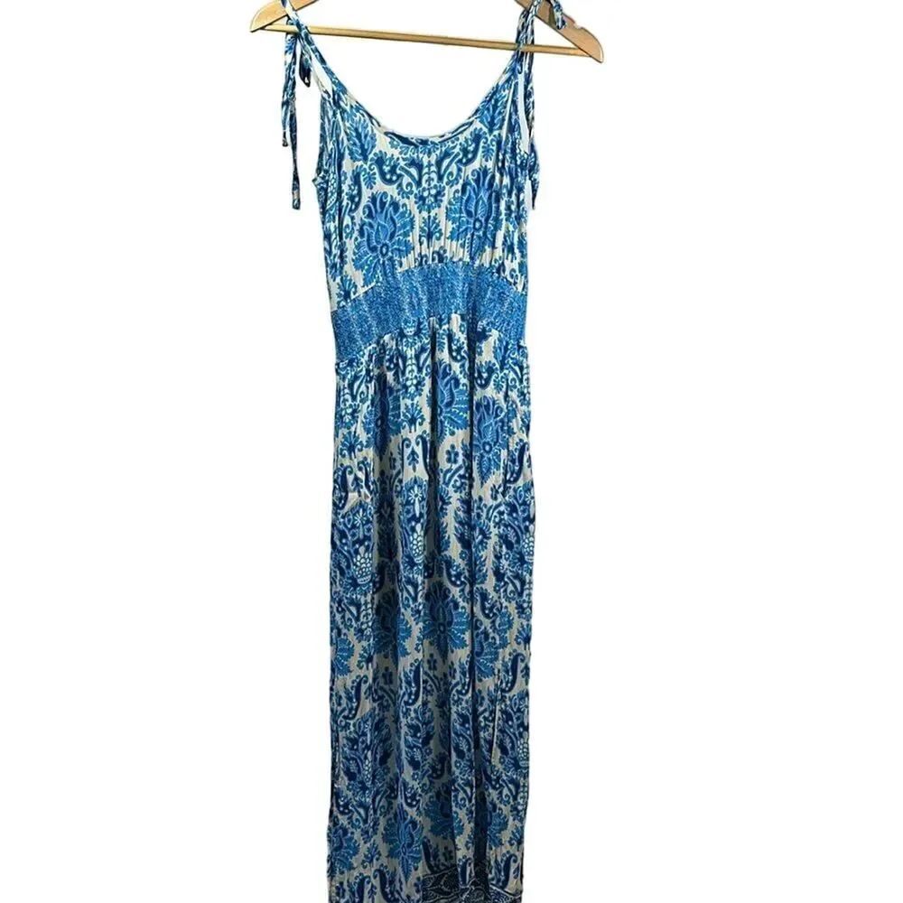 PLENTY TRACY REECE/ANTHROPOLOGIE Women’s Baroque Sundress Blue/White Extra Small - Picture 9 of 13